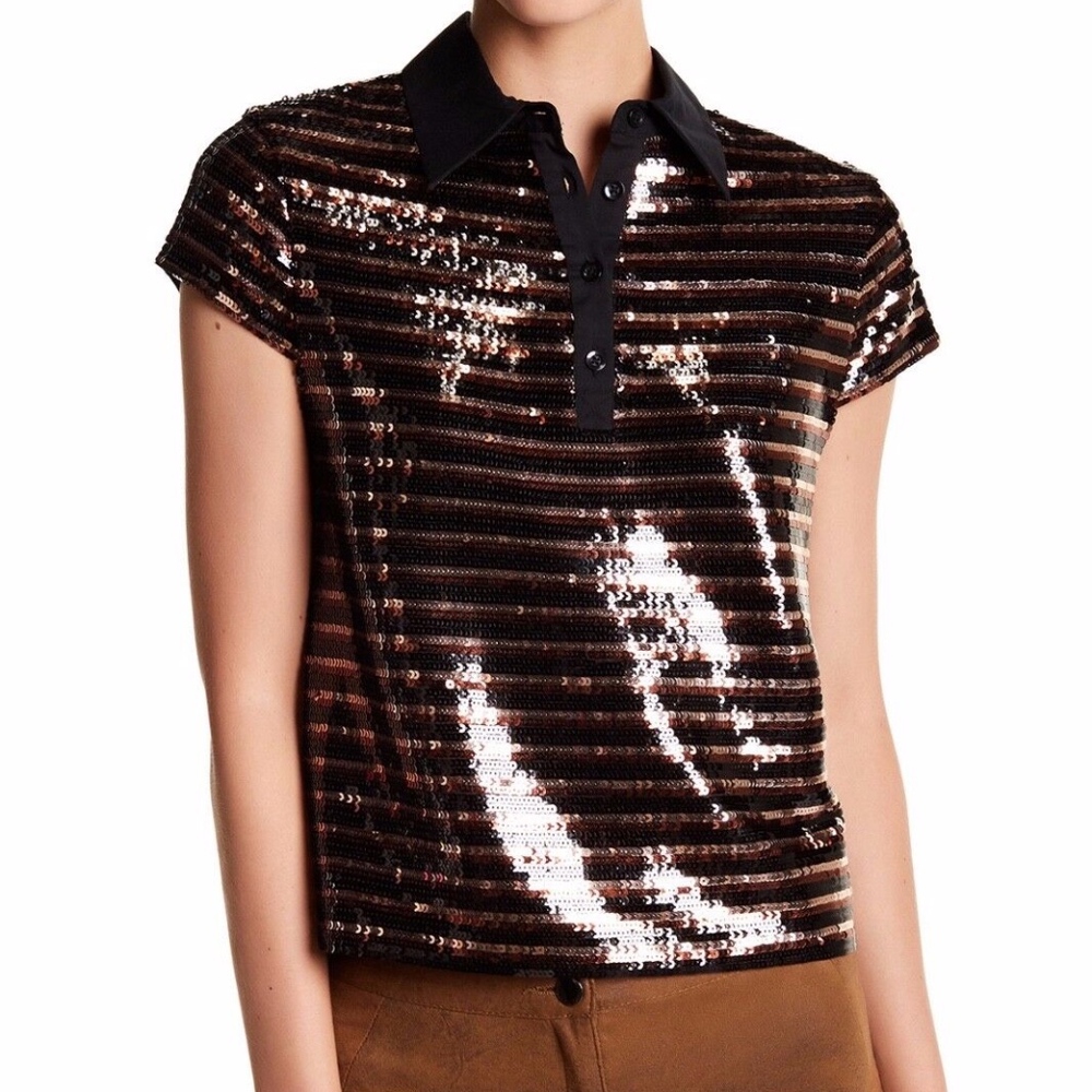 NWT $275 Alice + Olivia Tamlyn Sequined Blouse in size Small!